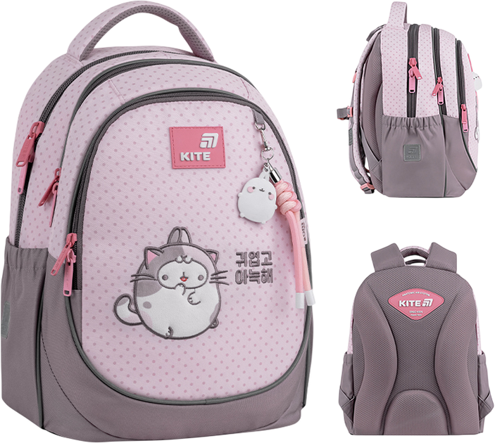 Рюкзак школьный Kite 700M Molang для девочки Розовый 38x28x16см 18л легкий Ортопедический 1-4 класс спинка Ergo Kids (ML26-700M) - изображение 3