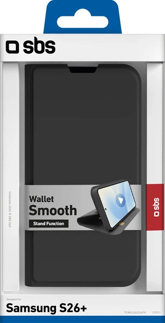 Etui z klapką SBS Wallet Smooth do Samsung Galaxy S26+ Black (TEWALSAS26PK) - obraz 2
