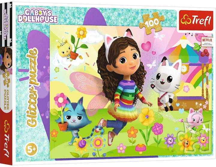Пазл Trefl Glitter Ляльковий будинок Габбі: Блискуча Габбі 100 елементів 14832 (5900511148329) - зображення 1