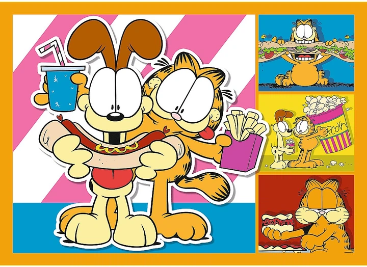 Набір пазлів Trefl 4в1 Гарфілд: Гарфілд любить лазанью 35/48/54/70 елементів 34673 (5900511346732) - зображення 5