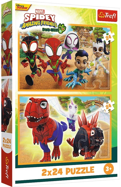Набір пазлів Trefl Спайді: Спайді та динозаври 2 x 24 елементи 34432 (5900511344325) - зображення 1