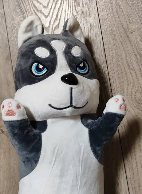 Хаскі подушка-антистрес Хаскі батон для обіймів М'яка іграшка-подушка-обіймашка 70 см Сірий з білим - зображення 3
