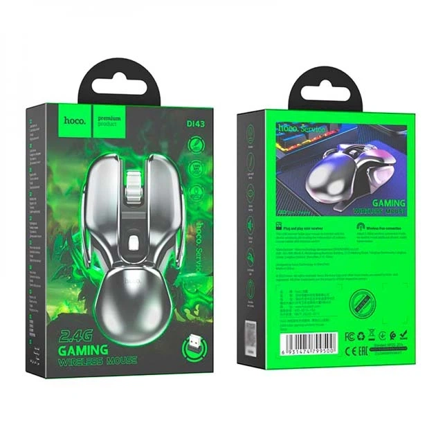 Миша Wireless Hoco DI43 Main gaming бездротова 2.4G 800-1200-1600DPI для геймінгу/для гр/пк/ноутбука Сріблястий - изображение 2