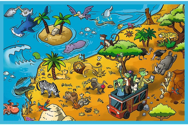 Набір пазлів Trefl The Treflik Family: Трефліки у країні тварин 2 x 70 елементів 34445 (5900511344455) - зображення 4