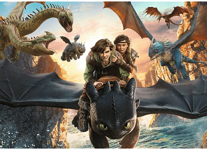 Пазл Trefl How to train your Dragon: Шкряботик і друзі 200 елементів 13348 (5900511133486) - зображення 3