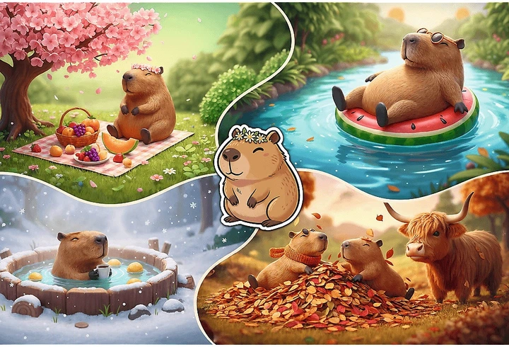 Пазл Trefl Чотири пори року з капібарами 300 елементів 23052 (5900511230529) - зображення 3