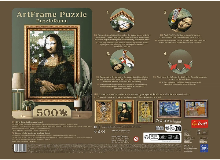 Пазл Trefl Puzzlorama Леонардо да Вінчі: Мона Ліза 500 елементів 37541 (5900511375411) - зображення 6