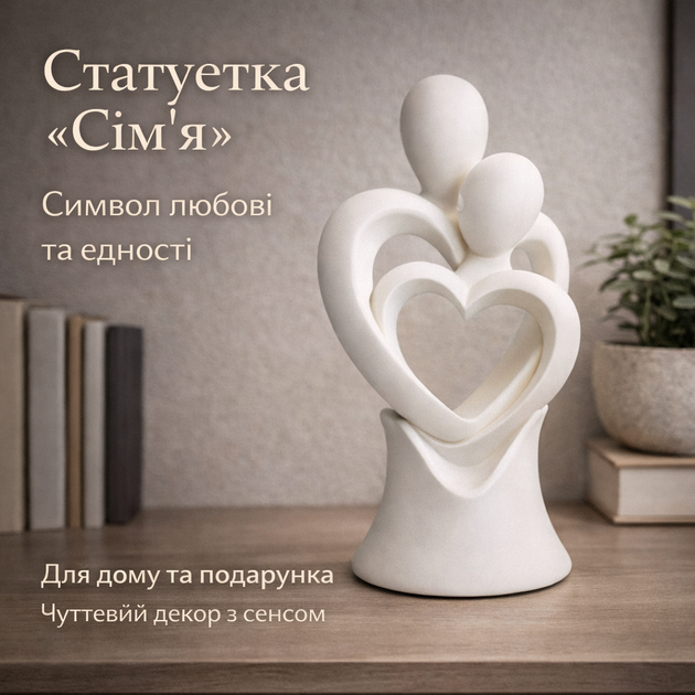 Декоративна скульптура “Закохані” Пластик 140 мм Білий - Фото 1 Декоративна скульптура “Закохані” Пластик 140 мм Білий - изображение 1