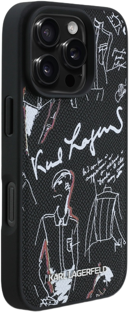 Etui Karl Lagerfeld Grained Pattern & Logo MagSafe do Apple iPhone 16 Pro Max Black (3666339463335) - obraz 4