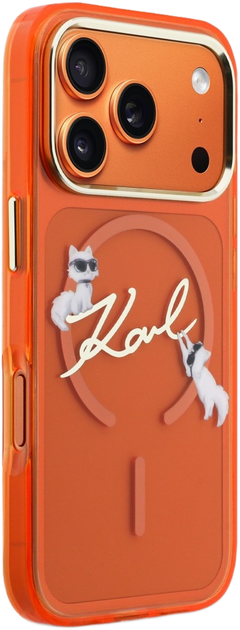 Etui Karl Lagerfeld IML Choupettes Karl  Script Logo MagSafe do Apple iPhone 17 Pro Max Orange (3666339606541) - obraz 4