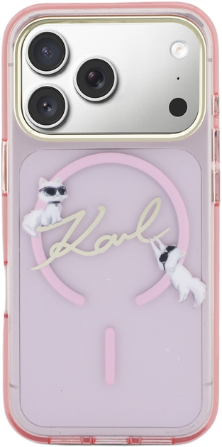 Etui Karl Lagerfeld IML Choupettes Karl  Script Logo MagSafe do Apple iPhone 17 Pro Max Pink (3666339606220) - obraz 3