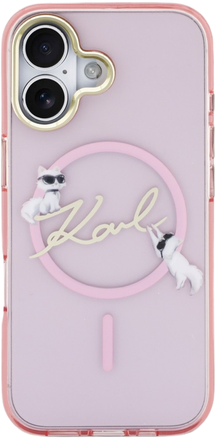 Etui Karl Lagerfeld IML Choupettes Karl  Script Logo MagSafe do Apple iPhone 17 Pink (3666339606190) - obraz 3