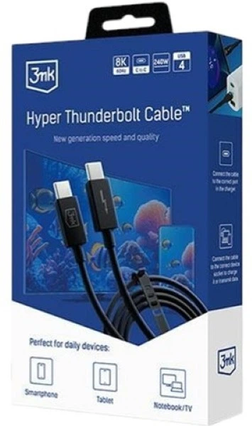 Kabel 3MK Hyper Thunderbolt Cable USB Type-C - USB Type-C 1 m czarny (5903108515139) - obraz 8
