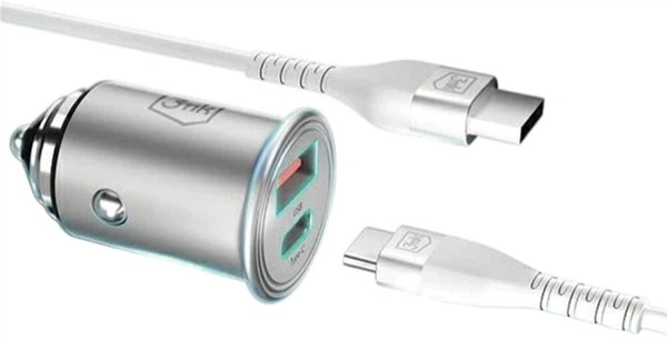 Автомобільний зарядний пристрій 3MK Hyper Car Charger 45W Silver (5903108527231) - зображення 2
