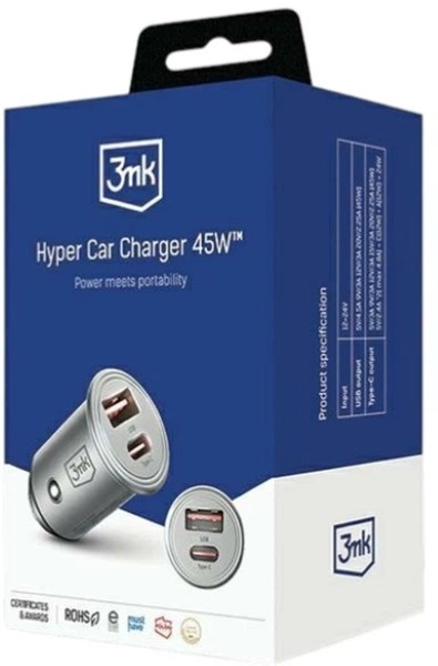 Автомобільний зарядний пристрій 3MK Hyper Car Charger 45W Silver (5903108527231) - зображення 7