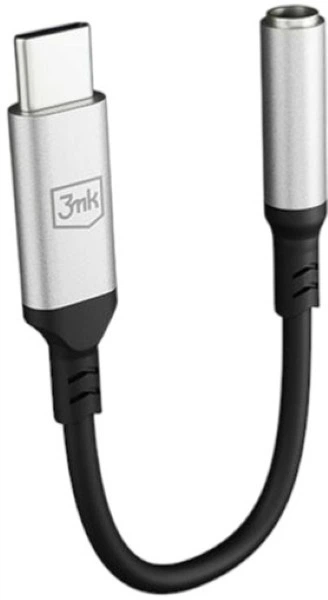 Adapter 3MK USB-C - miniJack Black-Silver (5903108518055) - obraz 2