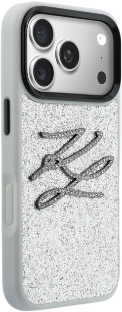 Etui Karl Lagerfeld IML Glitter KL Diamond Logo do Apple iPhone 17 Pro Max Silver (3666339604783) - obraz 4