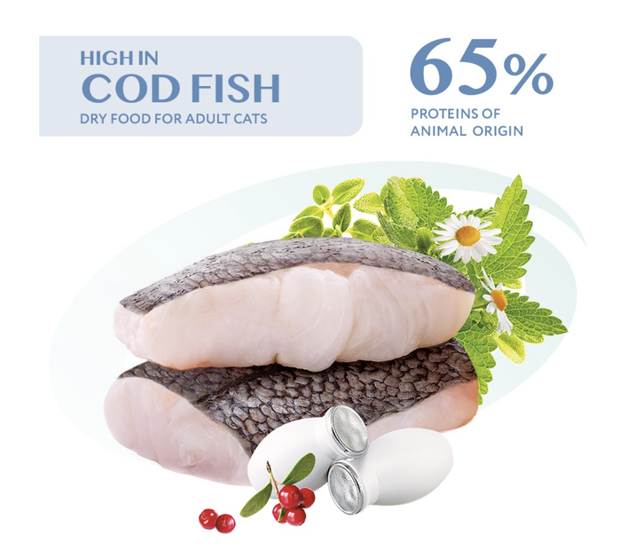Сухий корм OptiMeal Adult Cat High in Cod Fish Skin & Coat для дорослих котів для здоровʼя шкіри та шерсті з високим вмістом тріски 4 кг - зображення 2