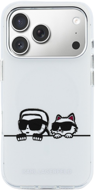 Etui Karl Lagerfeld IML Karl & Choupette Peekaboo Logo MagSafe do Apple iPhone 17 Pro Max White (3666339607340) - obraz 3
