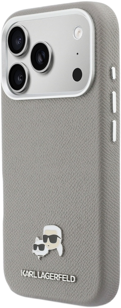 Etui Karl Lagerfeld Karl & Choupette Head Pins Saffiano MagSafe do Apple iPhone 17 Pro Grey (3666339599812) - obraz 2
