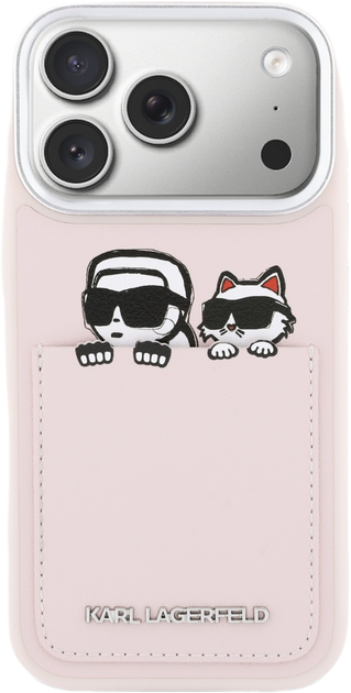 Etui Karl Lagerfeld Karl & Choupette Print & Pocket do Apple iPhone 17 Pro Max Pink (3666339605421) - obraz 3