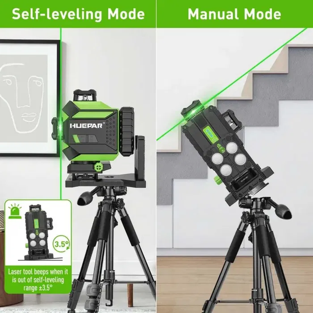 Лазерный уровень нивелир Huepar 704CG 4D Premium 6600мАh откалиброван HDSYR_9559 - изображение 6