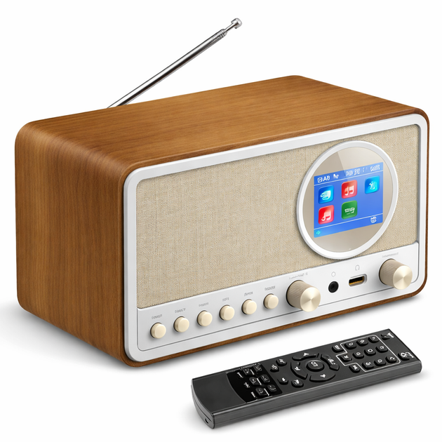 Ретро-радио ETDEUH DAB+/FM Bluetooth 5.0 White: Hi-Fi звук 5Вт, USB, AUX, Пульт ДУ и Двойной Будильник — Премиум Дизайн - изображение 2