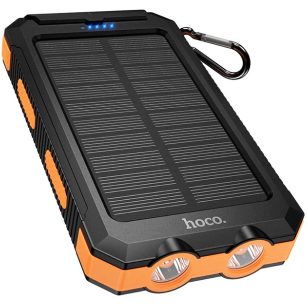 Туристичний зовнішній акумулятор Power Bank HOCO J164 Platinum Solar 8000mAh 10W - павербанк із сонячною панеллю та LED ліхтариком - зображення 3
