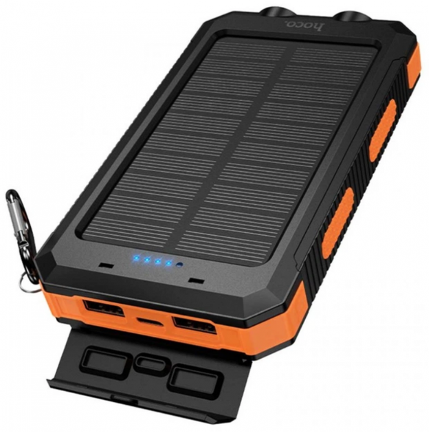 Туристичний зовнішній акумулятор Power Bank HOCO J164 Platinum Solar 8000mAh 10W - павербанк із сонячною панеллю та LED ліхтариком - зображення 4
