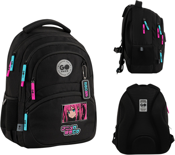 Рюкзак GoPack з ортопедичною спинкою Education Anime girl 40x30x15 см Чорний (GO26-175M-2) - зображення 2