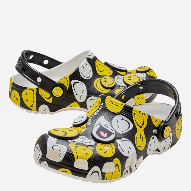 Chodaki młodzieżowe dziewczęce Crocs Classic Smiley Clog K 211694-90H 34-35 Czarne - obraz 4