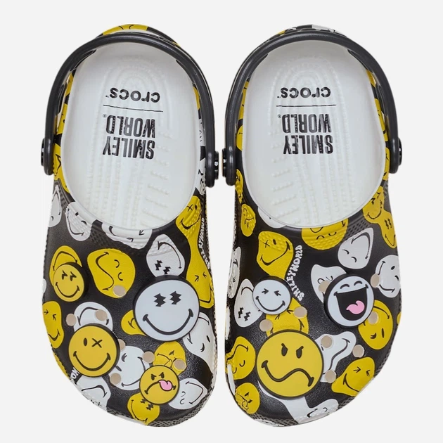 Chodaki młodzieżowe dziewczęce Crocs Classic Smiley Clog K 211694-90H 34-35 Czarne - obraz 5