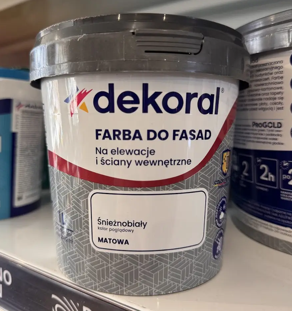 Фарба фасадна DEKORAL DO FASAD, біла, 1 л - Фото 3 Фарба фасадна DEKORAL DO FASAD, біла, 1 л - изображение 3