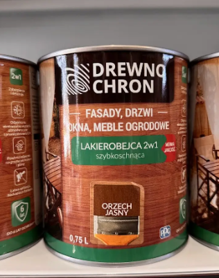 Лакобейц на водній основі Drewnochron 2w1, колір горіх світлий, 0.75л - изображение 2