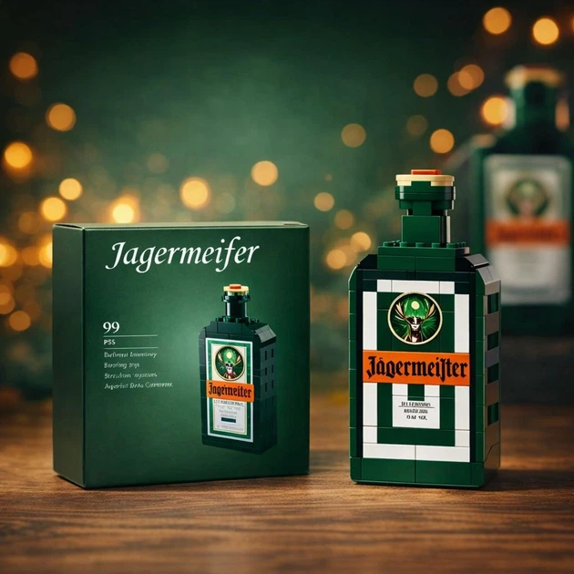 Конструктор пляшки Jagermeister, дорослий конструктор єгерьмейстер