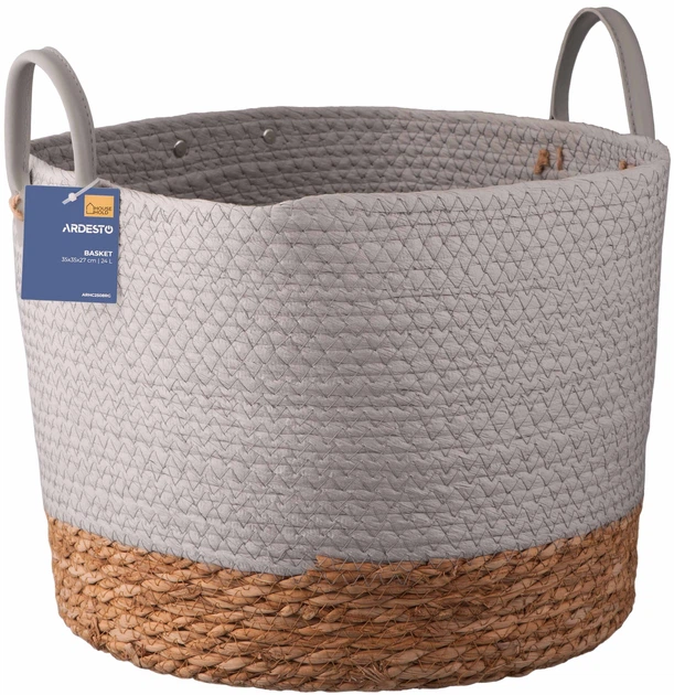Кошик для зберігання ARDESTO Minimalism паперовий шпагат рогожка 35х35х27 см Сірий (ARHC2508RG) - зображення 6