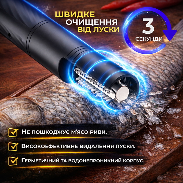 Аккумуляторная рыбочистка электрическая для быстрой очистки рыбы - изображение 2