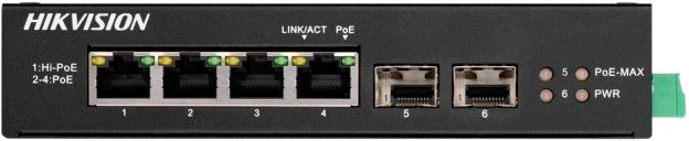 Комутатор Hikvision DS-3T0506HP-E/HS - Фото 1 Комутатор Hikvision DS-3T0506HP-E/HS - зображення 1