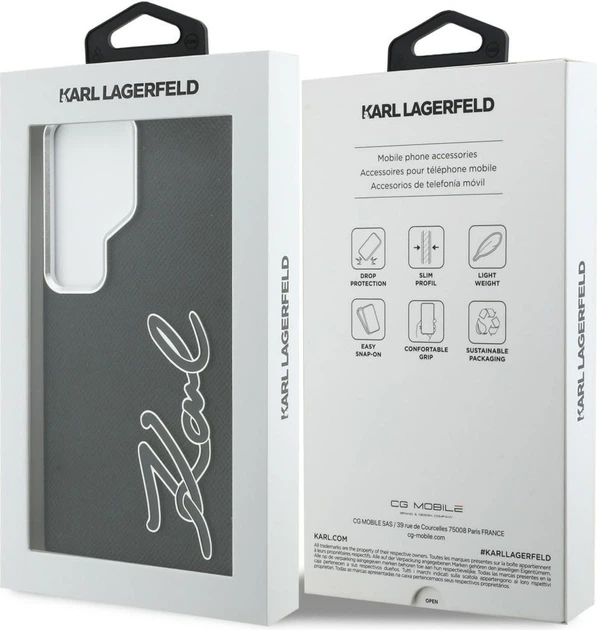 Чохол Karl Lagerfeld Grained Signature Metal Resin Logo для Samsung Galaxy S26 Ultra Black (KLHCS26LPGFKSRSK) - зображення 8