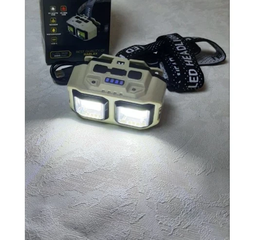 Кемпінговий налобный фонарь COB диоды, аккумулятор 18650, USB Type-C + красный свет - зображення 7