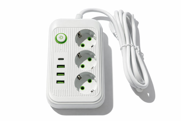 Мережевий фільтр подовжувач Power Socket 2.85м, 3 розетки + USB порти, Білий - зображення 6