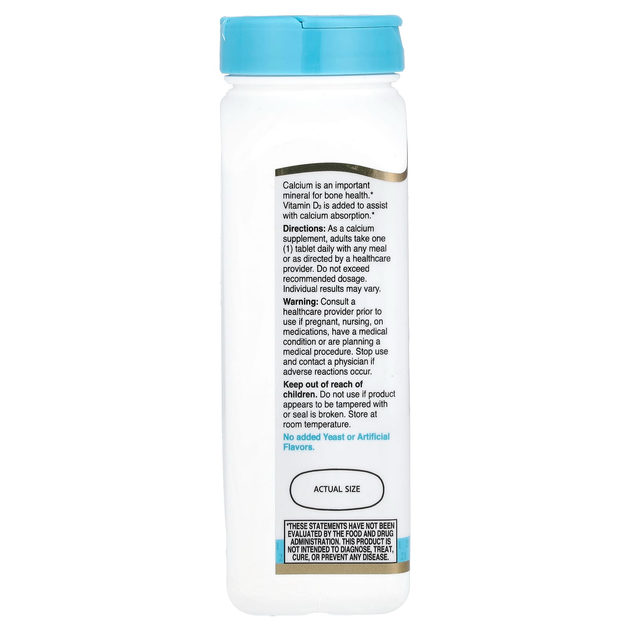 Кальций с витамином D3, 21st Century "Calcium Plus D3" 1000 мг, 800 МЕ (90 таблеток) - изображение 3