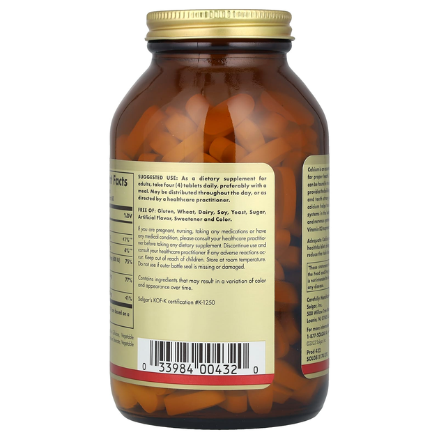 Цитрат кальция SOLGAR "Calcium Citrate with Vitamin D3" с витамином D3, 1000 мг / 600 МЕ (240 таблеток) - изображение 3