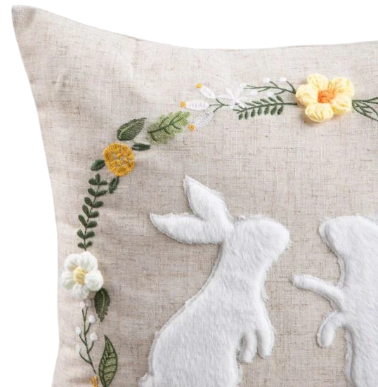 Наволочка Homla Flax з аплікацією зайця і тривимірними квітами 45x45 см (5906496734090) - зображення 2