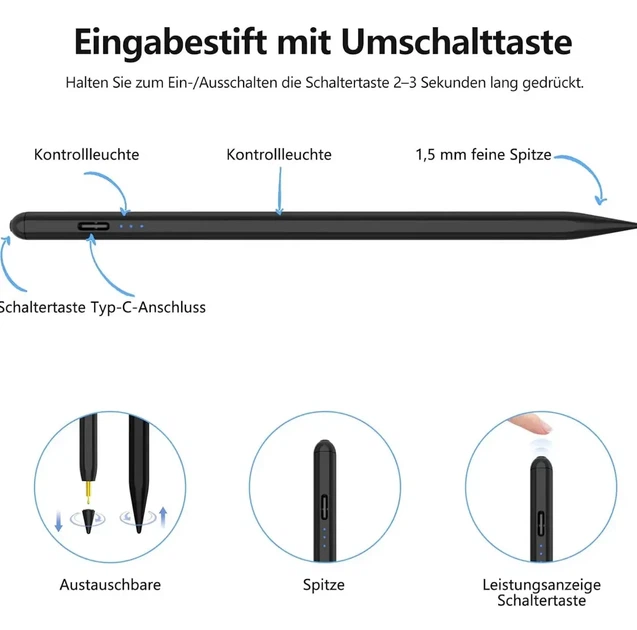 Стилус для iPad 2018-2021 с магнитным креплением, откидыванием ладони и наклоном пера, быстрая зарядка - изображение 4