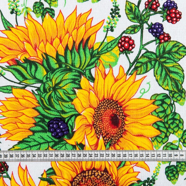 Тканина рушникова вафельна набивна соняшники (160г/м.кв45см пог.м) 194946 - зображення 3