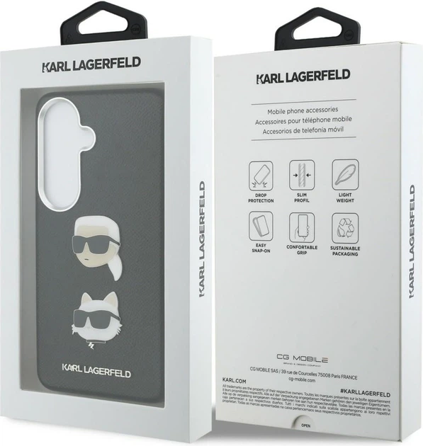 Чохол Karl Lagerfeld Saffiano Double Heads Metal для Samsung Galaxy S26 Plus Black (KLHCS26MPSFDHPOK) - зображення 8