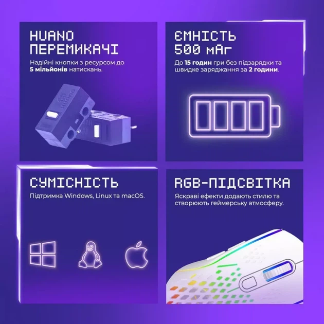 Бездротова ігрова миша Proove Gaming Buzz біла - Фото 3 Бездротова ігрова миша Proove Gaming Buzz біла - изображение 3