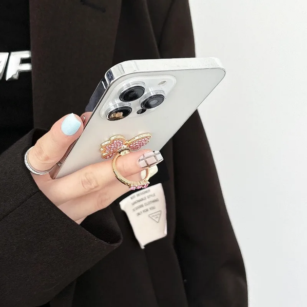 Попсокет тримач для телефона метелик із стразами кристали на палець PopSocket - зображення 4