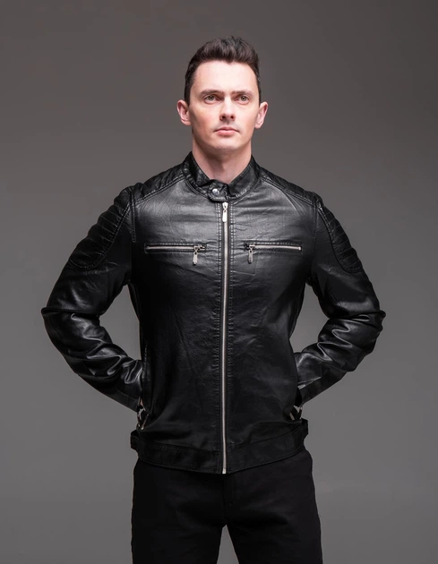 Куртка чоловіча коротка з екошкіри S чорна (4290401s2) - Фото 6 Куртка чоловіча коротка з екошкіри S чорна (4290401s2) - изображение 6